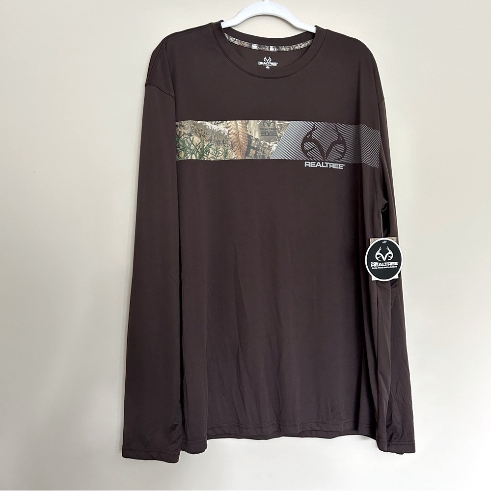 NEW Realtree Men’s Brown & Camo Long Sleeve Tee